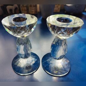 Vintage Oleg Cassini crystal candle holder set